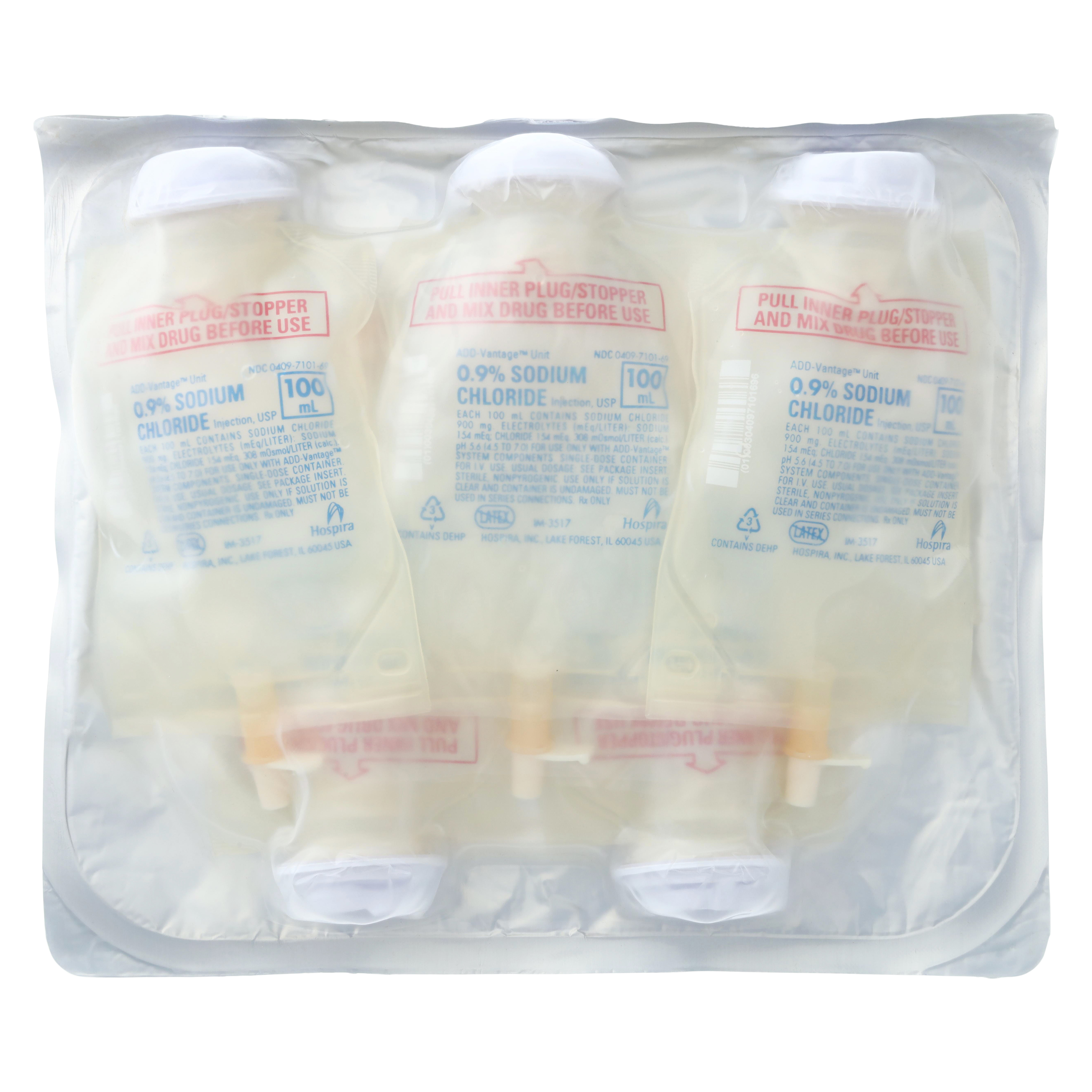 ADD-Vantage Injection Solution Sodium Chloride 0.9% 100mL Flx Bg Cntnr 50/Ca